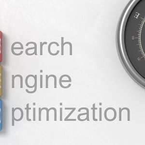 Black Search Engine Optimization Text, SEO Colorful Cubes and Metallic Compass on a Light Gray Plastered Background 3D Illustration